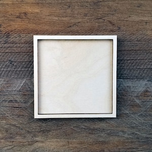 MDF Square with Frame Laser Cutout Shape - DIY Craft Supply - mixed media blank