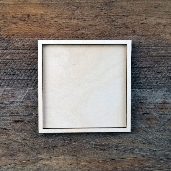 Square with Frame - Premium MDF laser cutout shape - Multiple sizes