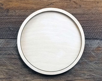 Laser Cut Circle Tray Decor: Unfinished Birch Wood or MDF Shape