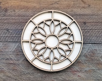 Sunflower Mandala DIY MDF Kit: Faux Stained Glass Decor
