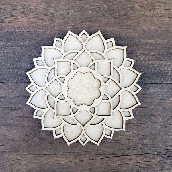 DIY Peace Mandala Kit - ready to paint do it your self, Zen wall decor - MDF blank for tiered tray decor, resin crafts and crafting parties.