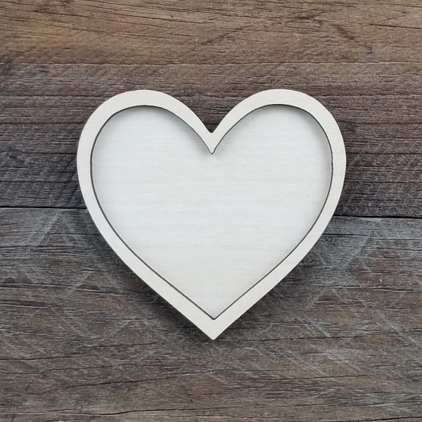 True Love Heart with Frame - Laser Cut MDF shape - Multiple sizes