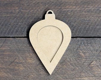 DIY Extra Wide Vintage Teardrop Ornament Frame - Laser-Cut MDF  - Paint Ready