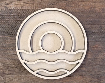 DIY Ocean Sunset Shaker Craft Kit: MDF & Acrylic Tray Decor