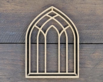 DIY Garden Gothic Church Window MDF Blank: Faux Stained Glass Decor
