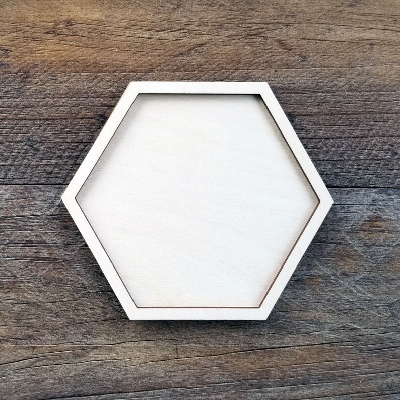 Hexagon shape with Frame - Premium or Shipping included MDF las Washington Mall Birch Wood