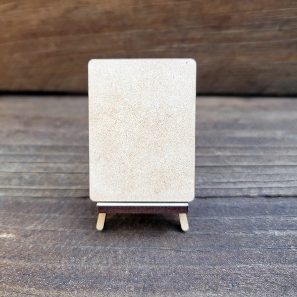 Mini MDF canvas 2" X 1.5" with H style Easel for small or miniature artwork, tray decor, personalize your desk decor