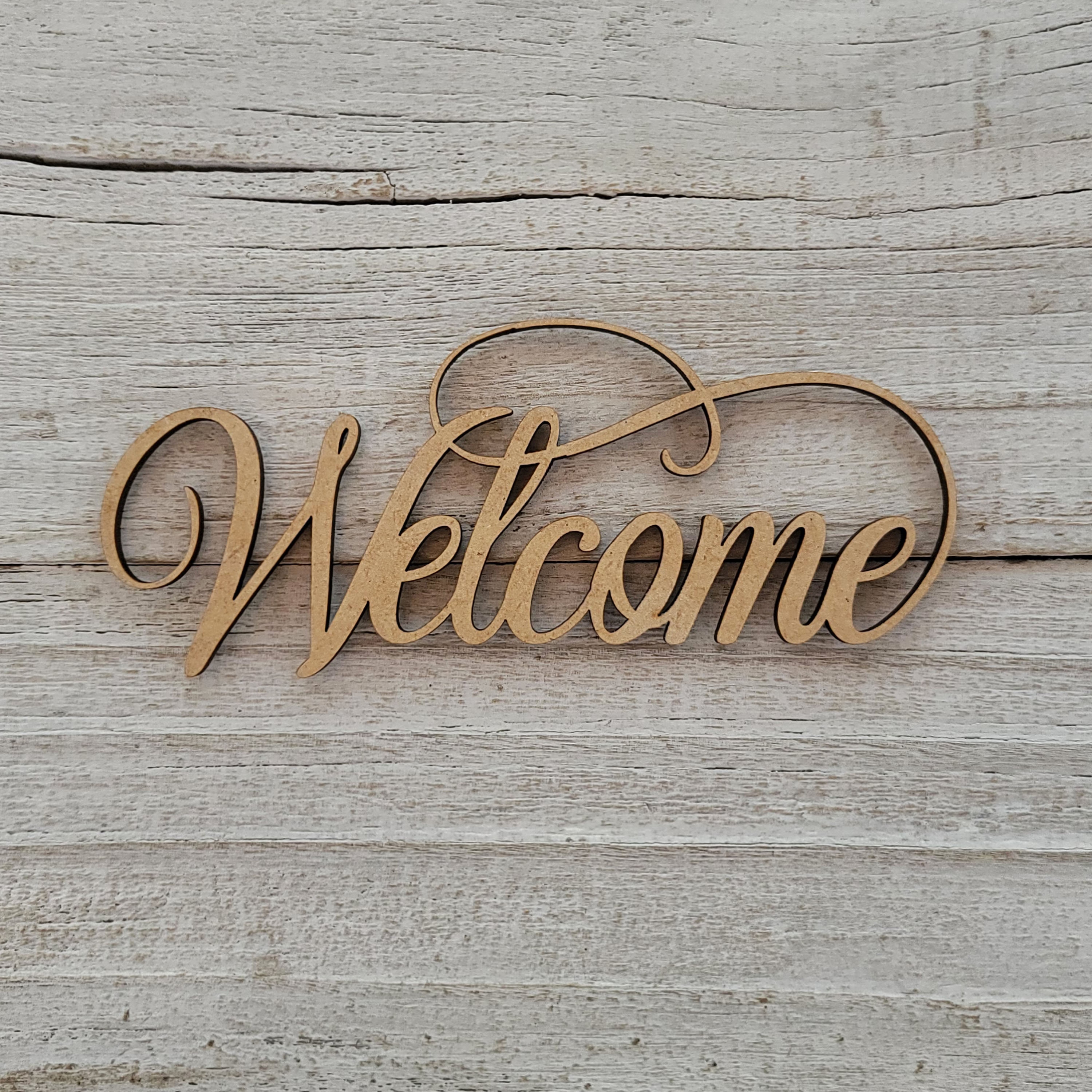 Welcome Script Word Laser Cut MDF Multiple Sizes DIY Wall - Etsy