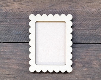 Laser Cut Scalloped Rectangle Frame Tray Decor - Unfinished MDF Shape