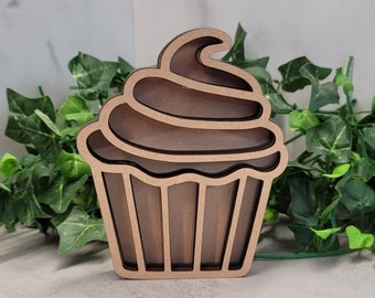 DIY Cupcake Shaker Sign Craft Kit: MDF Tray Decor, Gift Card Holder