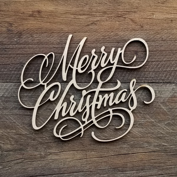 Merry Christmas Script Word - Christmas Wall Decor - Laser Cut MDF