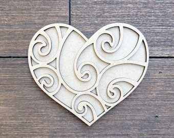 DIY Swirly Heart Valentine Decor Kit: Unfinished MDF Tiered Tray