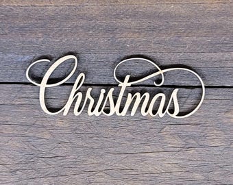 Fancy Merry Christmas Script: Laser Cut MDF Wall Decor Blank