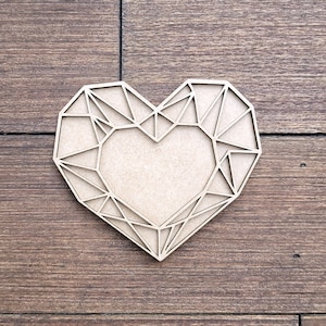 Geometric Heart Shape Wall Décor kit -  laser cut MDF blank for resin crafts, wall decor, Valentine&#39;s Day crafts