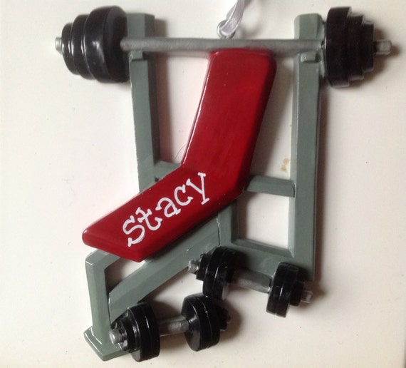Personalized Bench Press Olympics Weight Training Christmas Ornament