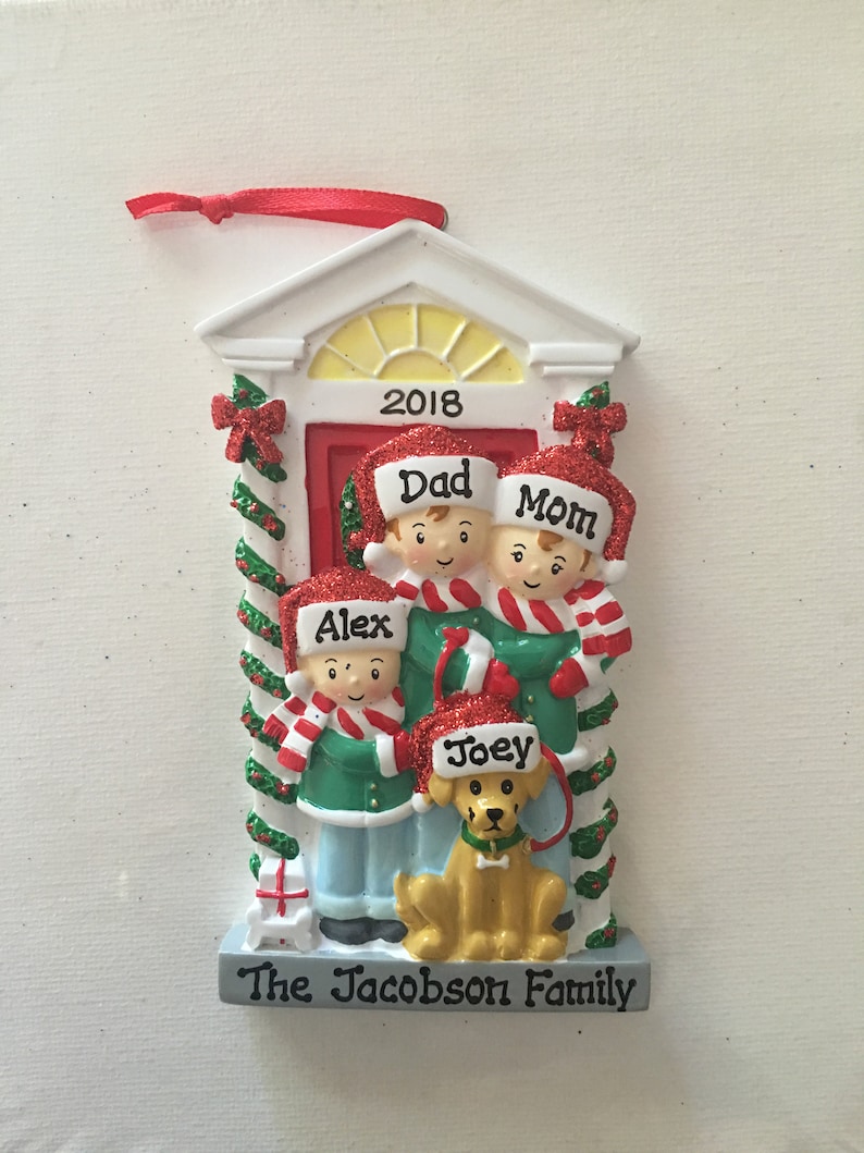 Personalized Family Christmas Ornaments With Dog 