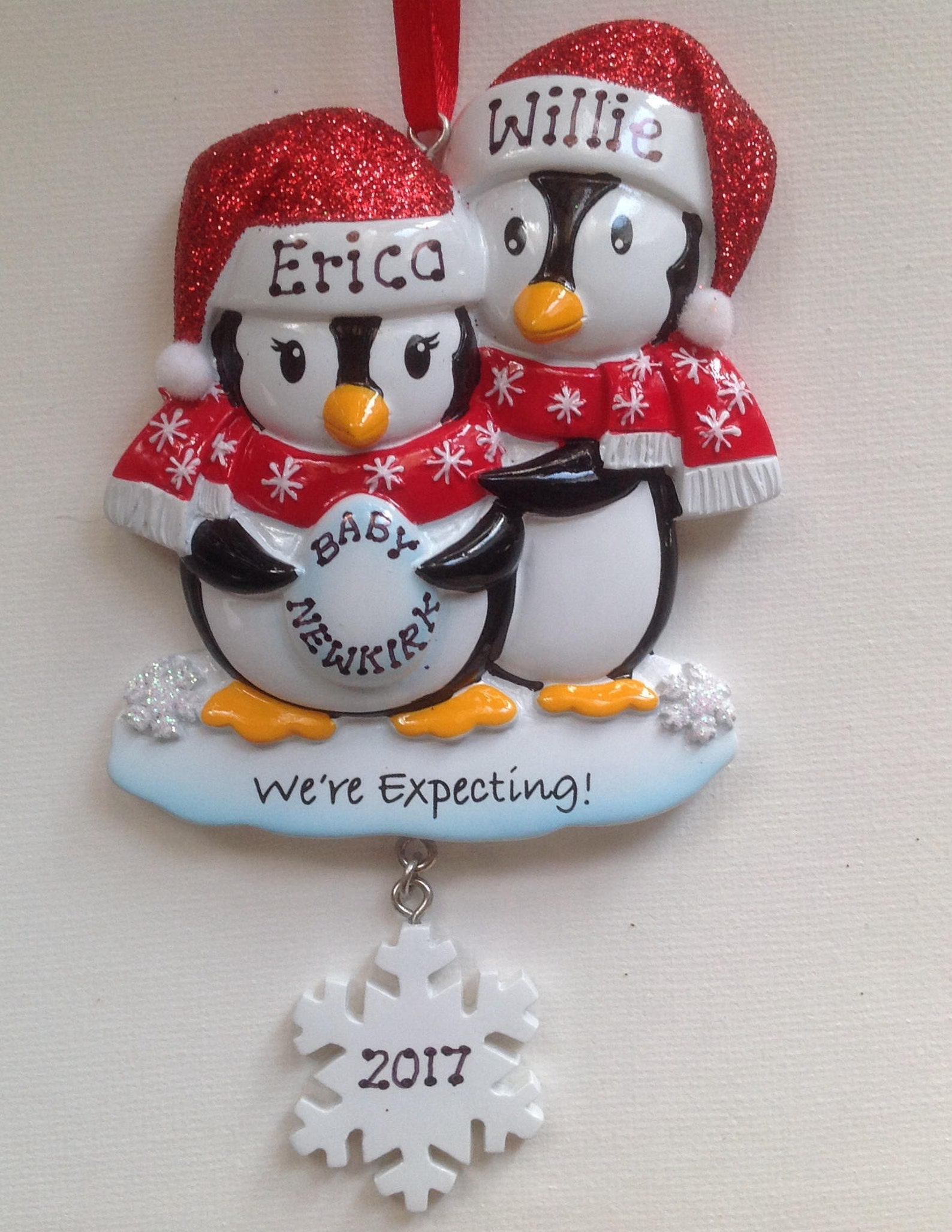 Personalized Christmas Ornament Pregnant Penguins - Etsy