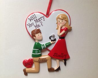 33% Off Personalized 2017 Engagement Couple Christmas Ornament - We're Engaged! -She Said Yes! - Will You Marry Me? - Engagement Ring