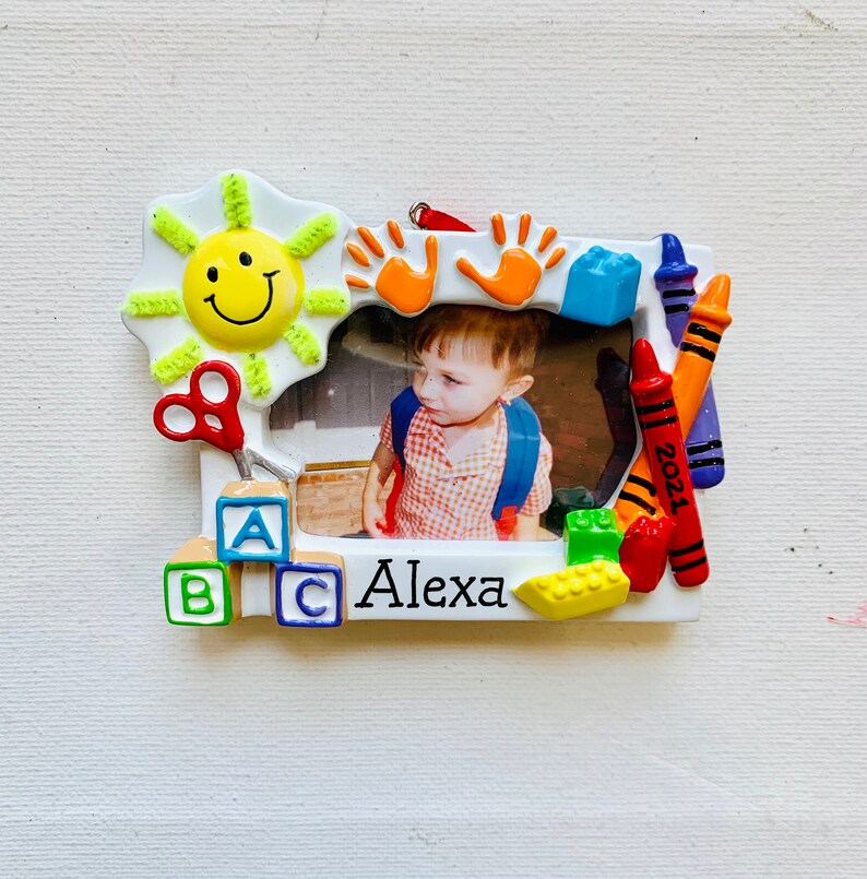 Personalized School Bus Picture Frame Christmas Ornament Etsy