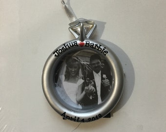 Personalized 2018 Engagement Christmas Ornament picture frame We're Engaged! She Said Yes! - Will You Marry Me? - Engagement Ring Favor Gift