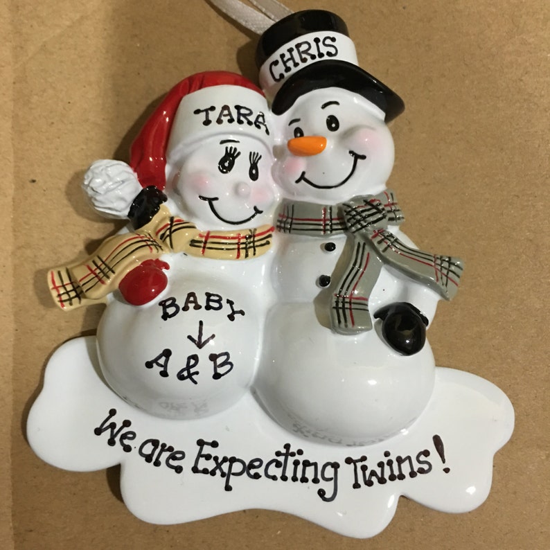 Expecting Twins Personalized Christmas Ornament Pregnant