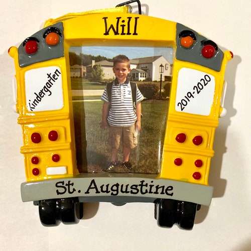 Personalized School Bus Picture Frame Christmas Ornament Etsy
