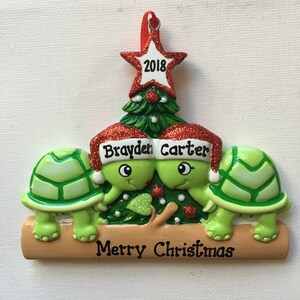 Grandparents Newlywed Couple/'s 1st Christmas BFFs Personalized Moose Family of Two Christmas Ornament Twins 1st CHristmas
