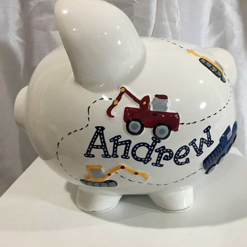 Personalized Large Piggy Bank Construction Vehicles Dump Etsy
