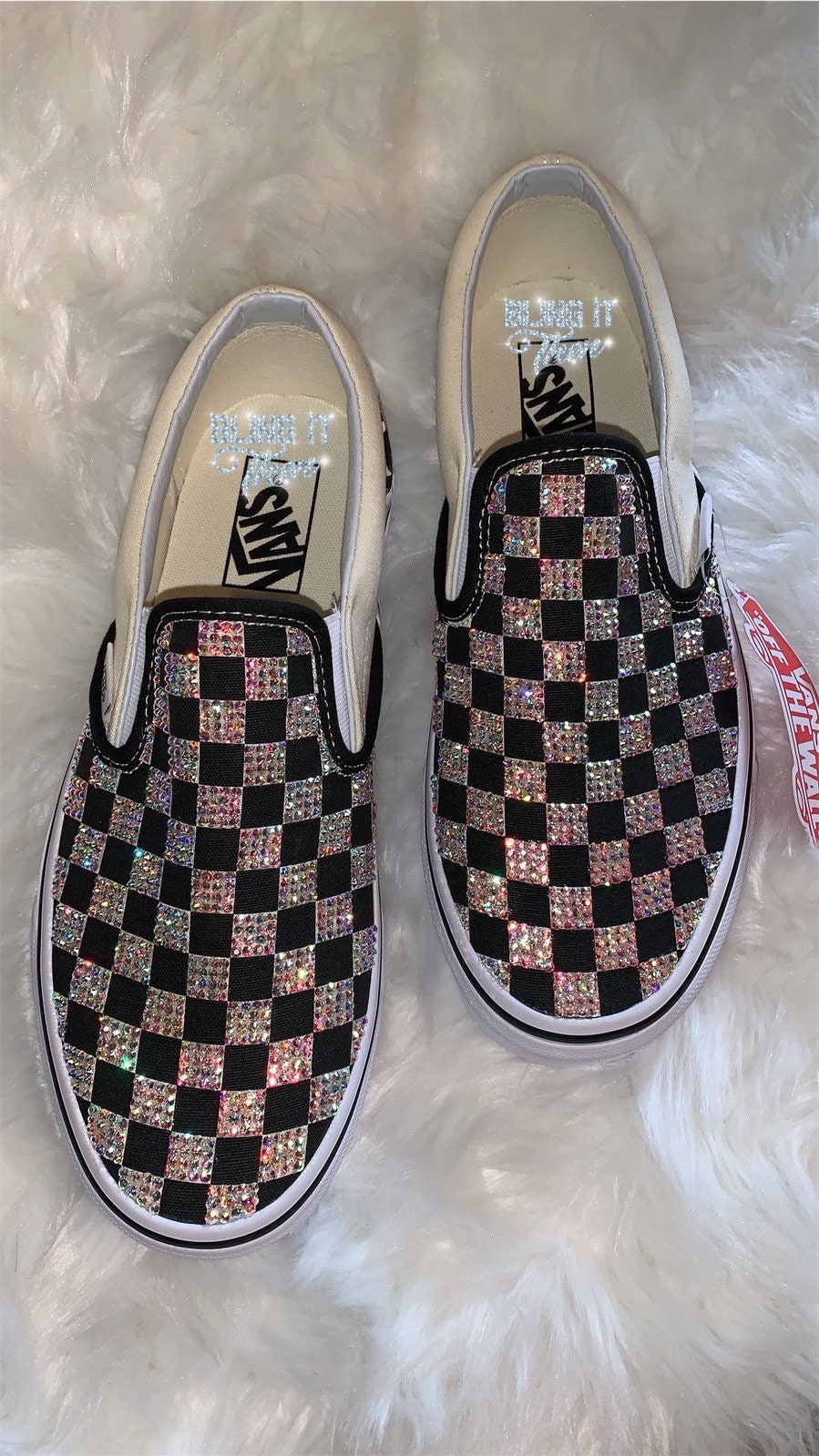 Bling Checkered Vans | Etsy