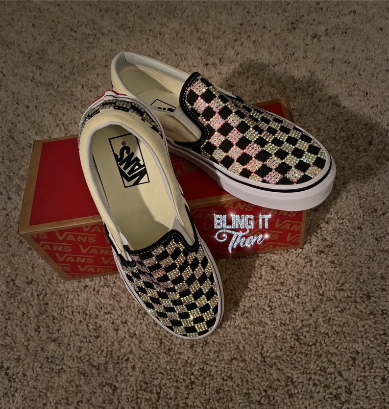 Bling Checkered Vans Etsy