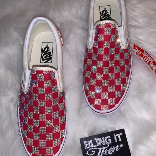 slip on rainbow checkered vans