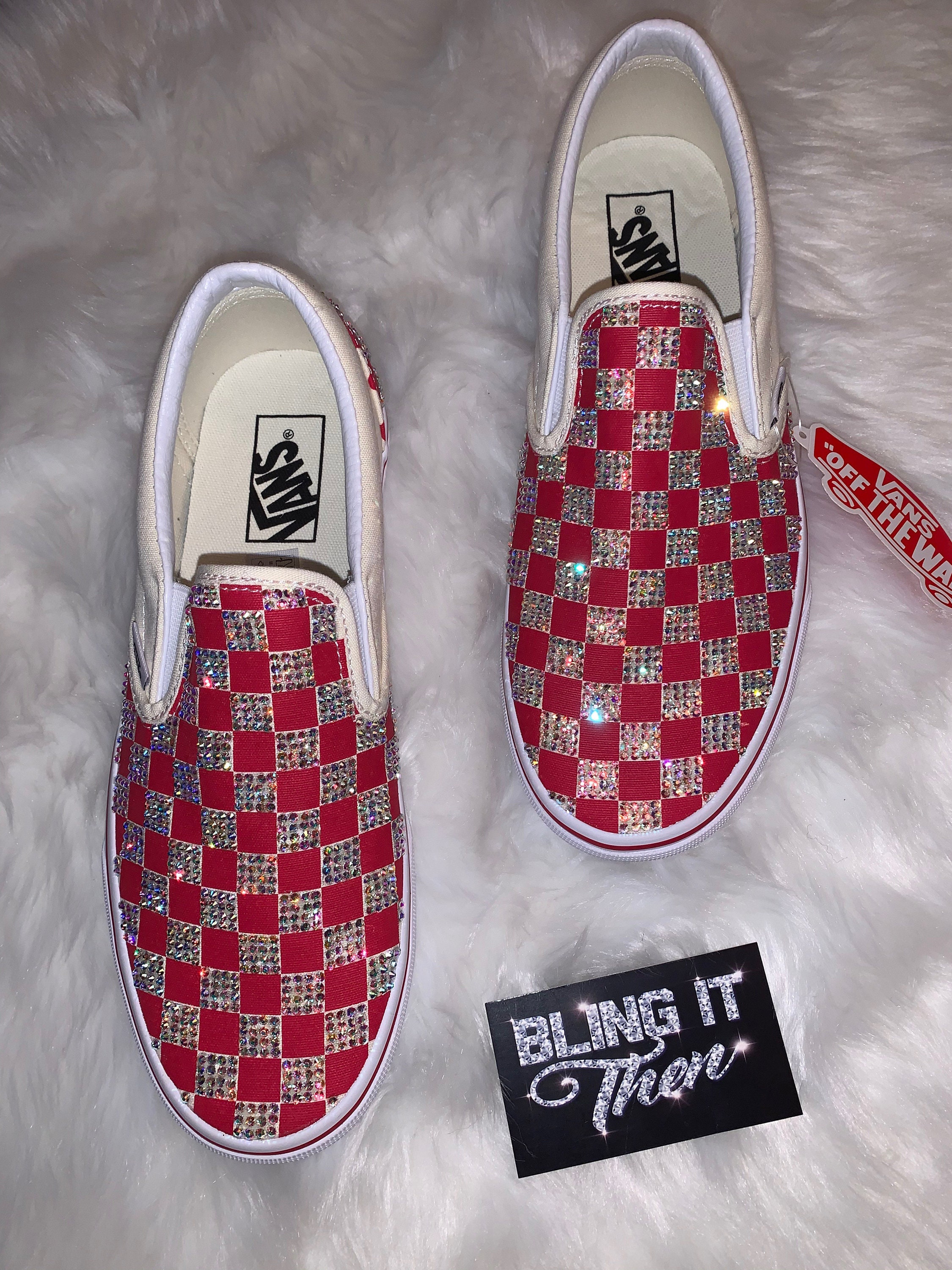 Bling Checkered Vans Etsy