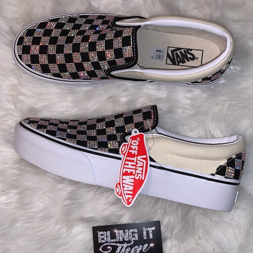 slip on rainbow checkered vans
