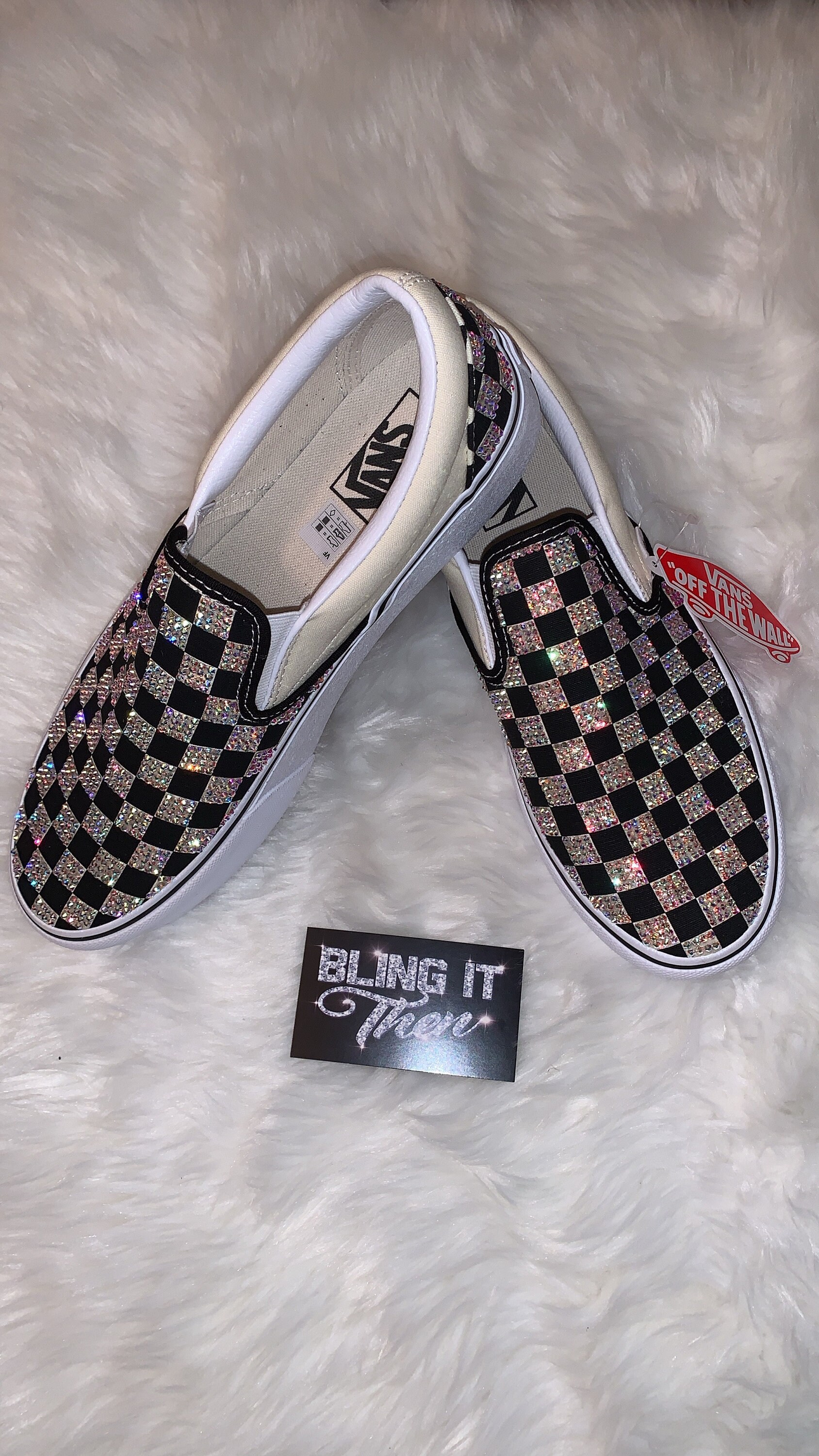 Bling Platform Checkerboard Vans | Etsy