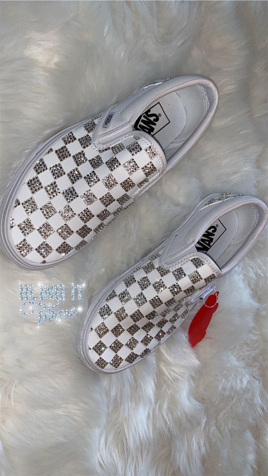 glitter checkered vans