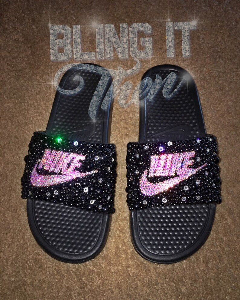 swarovski nike slides