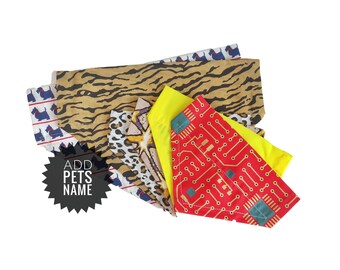 Pet Bandana, Collar Slip-On Neckerchief, Leopard, Tiger, Circuit Board Prints