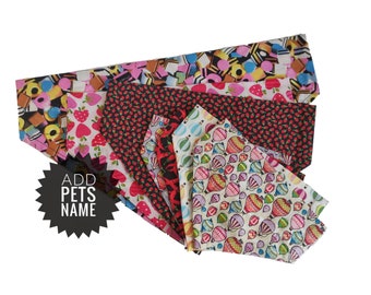 Pet Bandana, Collar Slip-On, Floral, Strawberry, Hot Air Balloon Prints
