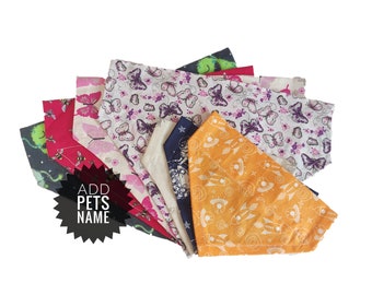 Pet Bandana, Slips Over Collar, Butterfly, Bee, Space Prints