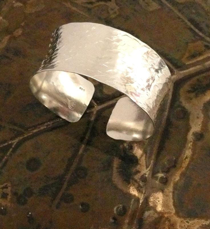 Sterling Silver Cuff Bracelet Hand Hammered | Etsy