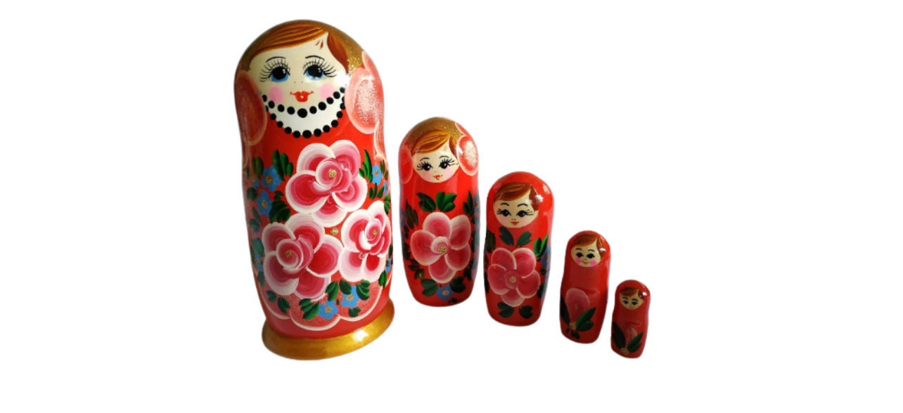Matriochka Fleurs ou Poupée Russe 5 Pièces