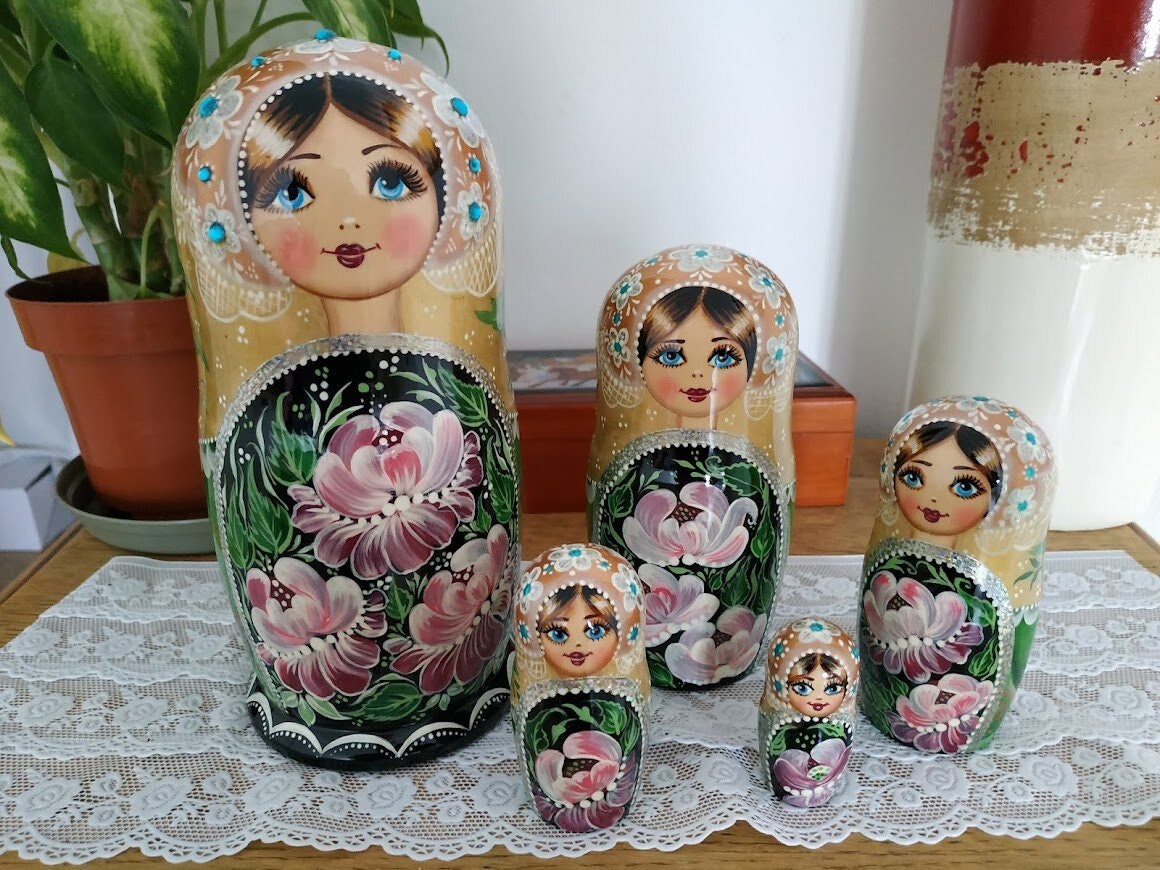 Matriochka Fleurs 18cm ou Poupée Russe 5 Pièces Matrioshka Nesting Dolls