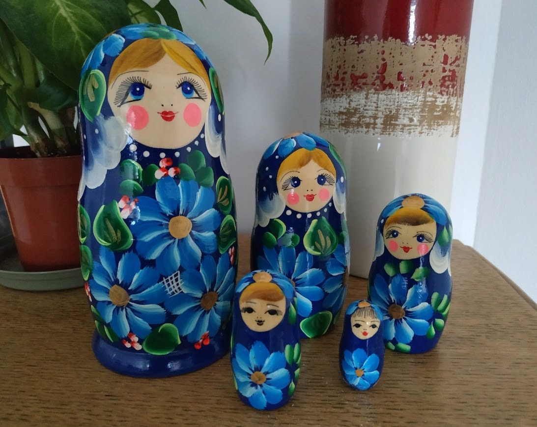 Matriochka Fleurs 18.5 cm , Poupée Russe, Poupées Gigogne 5 Pièces