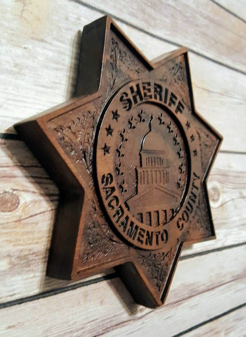 Sacramento Sheriff Plauque Retirement gift Carved. Etsy