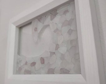 Framed Sea Glass Wave- Lavender and White