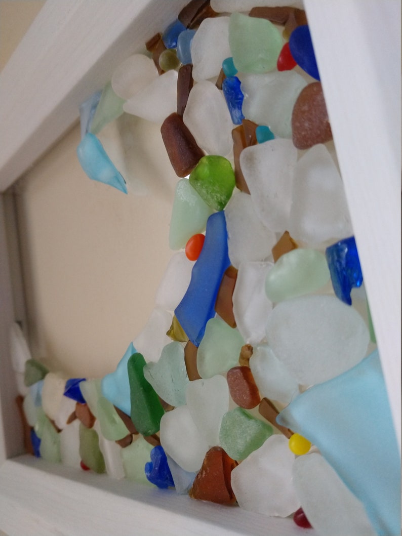 Mixed Color Framed Sea Glass Wave