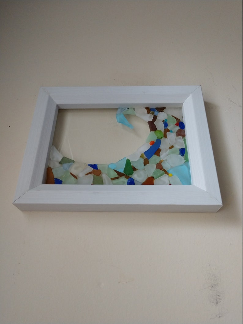 Mixed Color Framed Sea Glass Wave