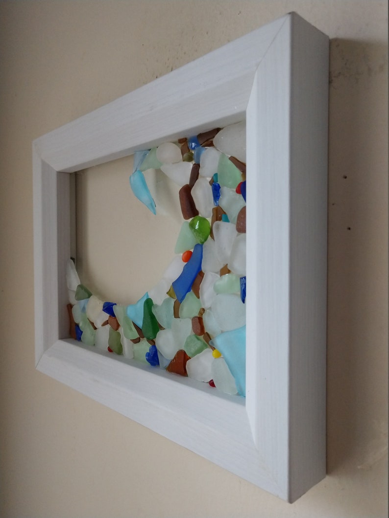 Mixed Color Framed Sea Glass Wave
