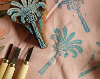 Palm tree wooden block stamp India, Canary Island Date Palm pattern stamp for  soap, ceramics stamping beach Pattern diy NOT FOR TEXTILES