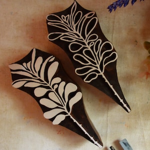 Fluffy Stachys Foliage Stamp, Soft Sage Leaves Woodblock, Herb Sprig Stamp for DIY Fabric Patterning, Clay Slab Press, Journal Decor